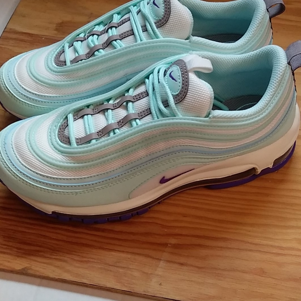 NEW Women's Air Max 97's teal tint purple shoes 9